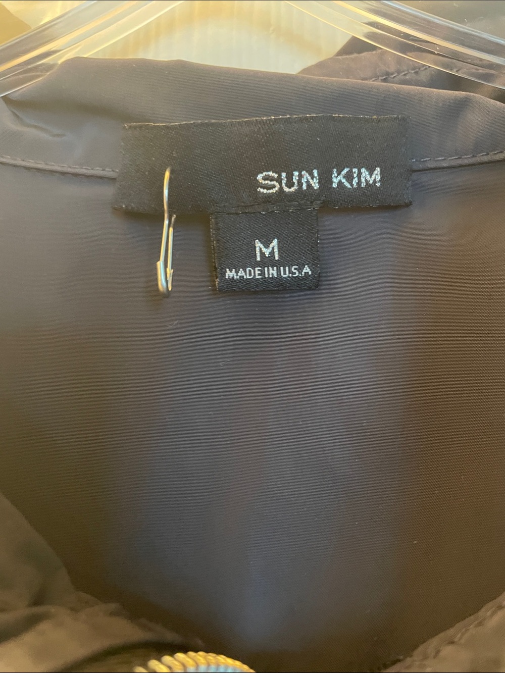 Women’s Sun Kim Mixed Media Navy Half-Zip Pullover Lightweight Jacket - Picture 2 of 5